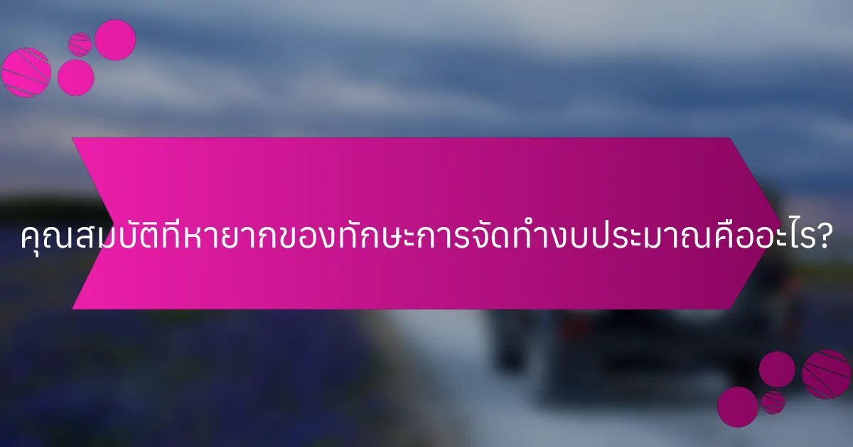 คุณสมบัติที่หายากของทักษะการจัดทำงบประมาณคืออะไร?
